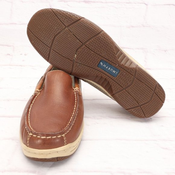 Johnston & Murphy Loafer Boat Shoes Size 8M Brown/Tan Leather Slip-On Mesh - Picture 9 of 9